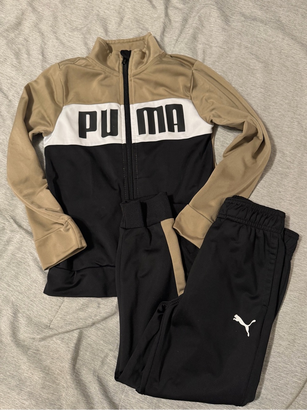 Puma Black & Tan Colorblock Track Jacket with Matching Pants